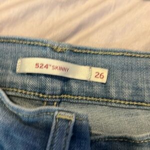 Levi 524 light blue jeans size 26 one small stain in pic